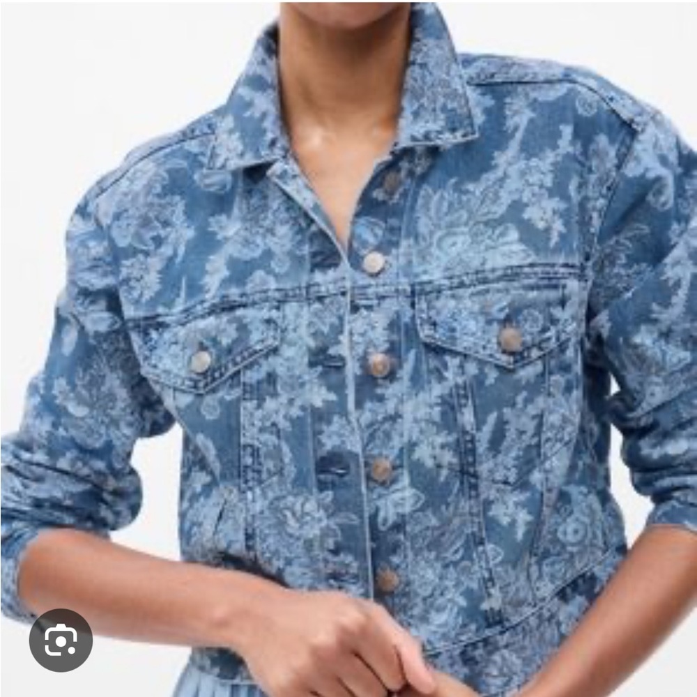 LoveShackFancy x Gap Floral Icon Denim Jacket With Washwell Medium